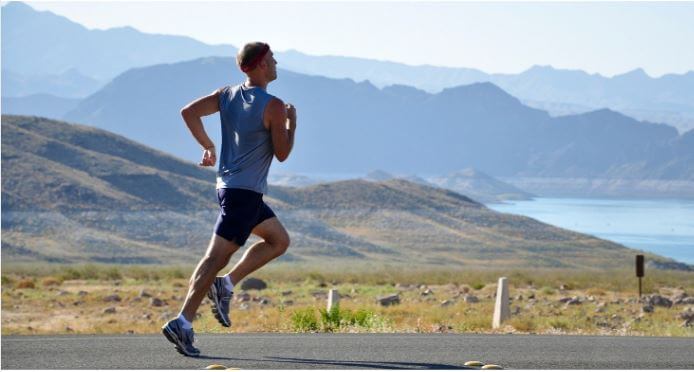 person running in the road